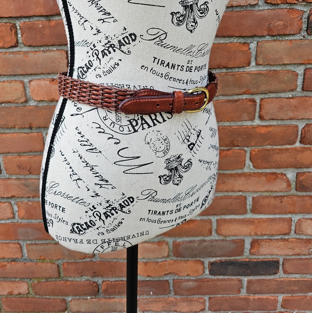 VTG Amiee Lynn Braided Leather Belt | Brass Buckle | Rustic Minimalist |